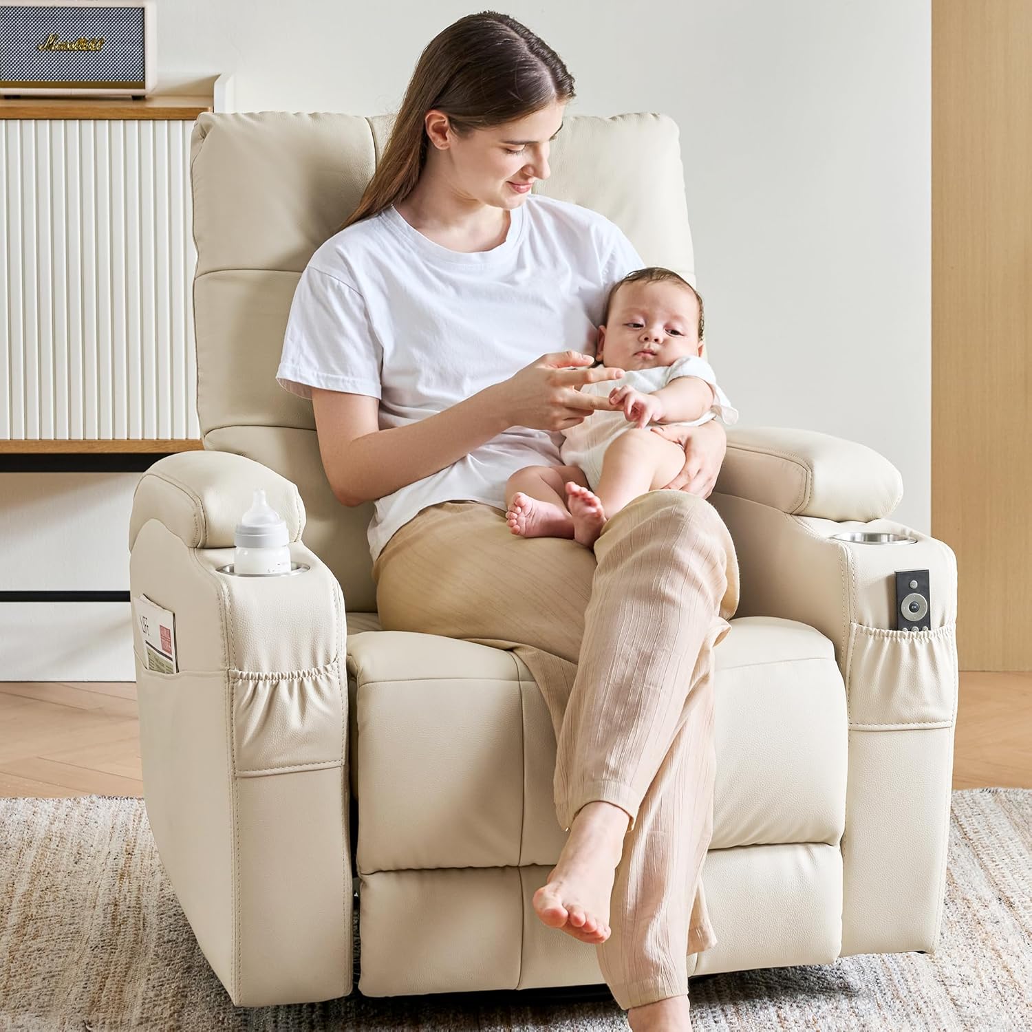 Rocking Chair Nursery - # Sillón Reclinable de Cuero, Sillón