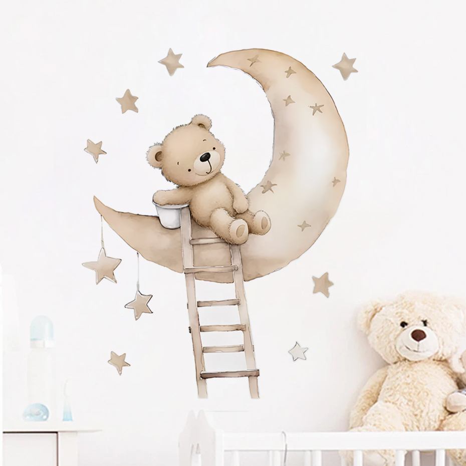 Baby Nursery Decor Ideas - Lindo oso estrella nube pegatinas de