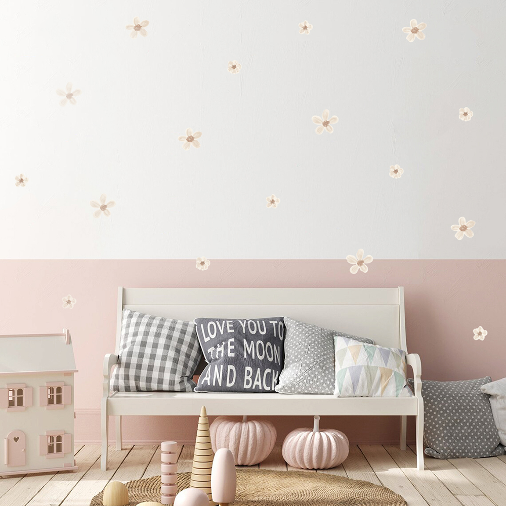 Baby Nursery Labels - Pegatinas de pared de flores de