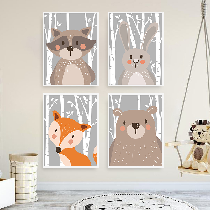 Baby Nursery Mirror - Póster de animales del bosque, impresiones