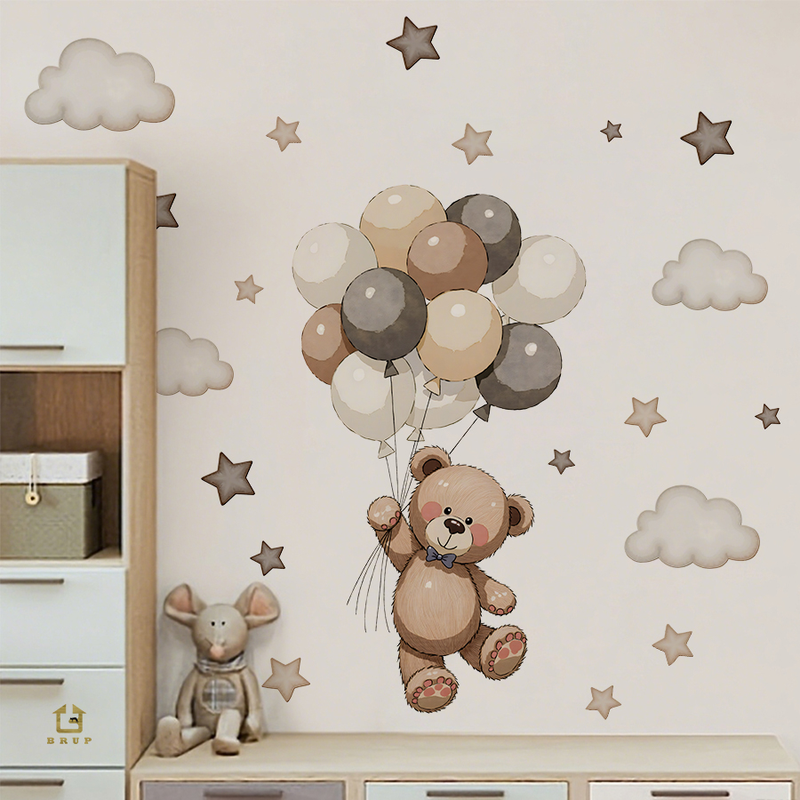 Baby Nursery Labels - Adorables calcomanías de pared de osito