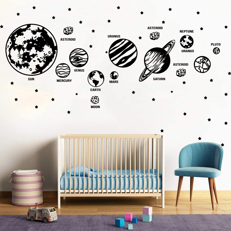 Baby Nursery Labels - Pegatina de pared de astronomía de