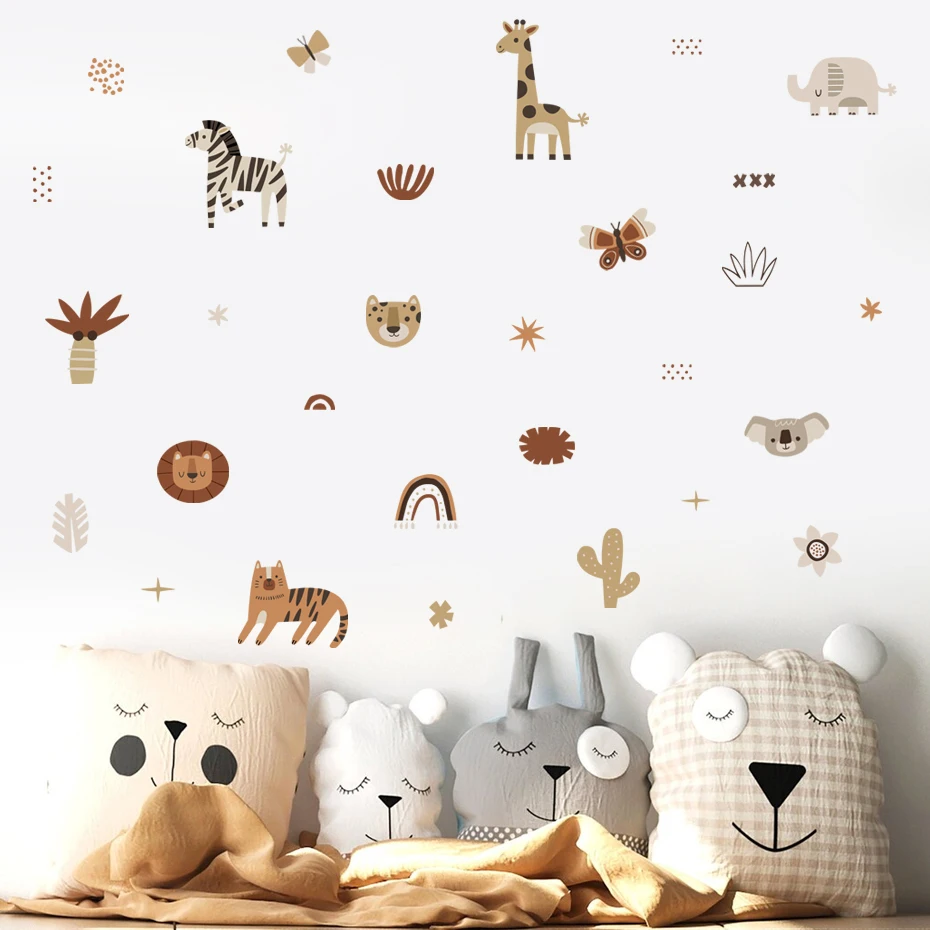 Baby Nursery Labels - Dibujos animados de África, animales, elefante,