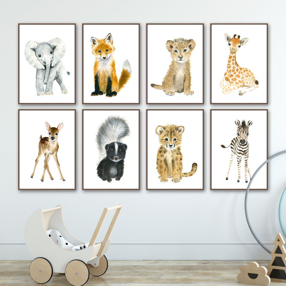 Elefante, zorro, cebra, jirafa - Baby Nursery Mirror reseña y precio