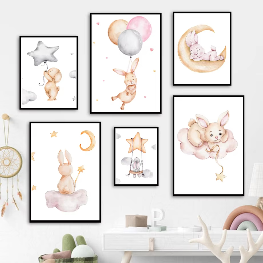 Lindo acuarela conejo Luna est - Baby Nursery Mirror reseña y precio