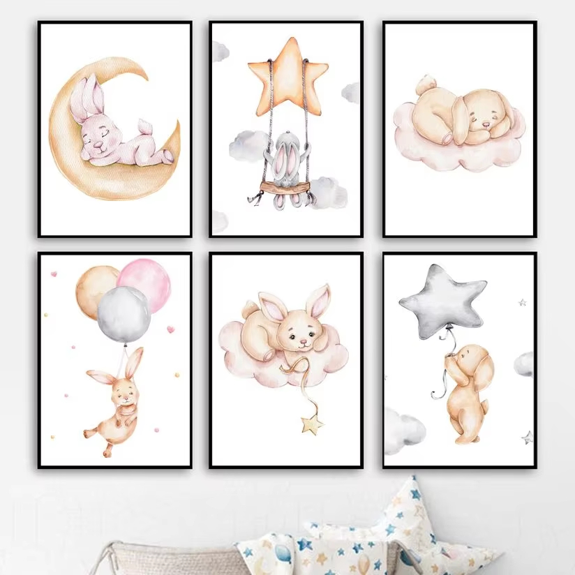 Lindo acuarela conejo Luna est - Baby Nursery Mirror reseña y precio
