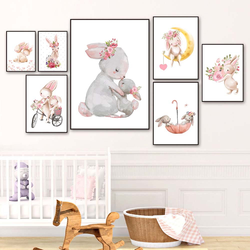Póster con estampado de conejo - Baby Nursery Mirror reseña y precio
