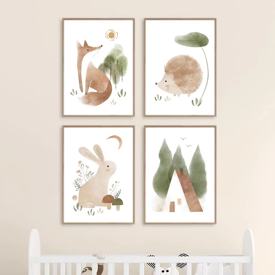 Boho conejo zorro erizo pájaro - Baby Nursery Mirror reseña y precio