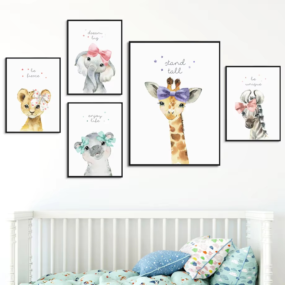 León, cebra, jirafa, elefante, - Baby Nursery Mirror reseña y precio
