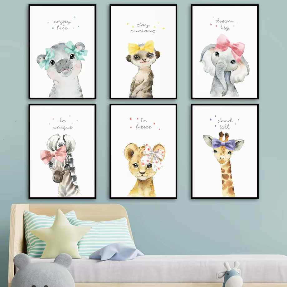 León, cebra, jirafa, elefante, - Baby Nursery Mirror reseña y precio