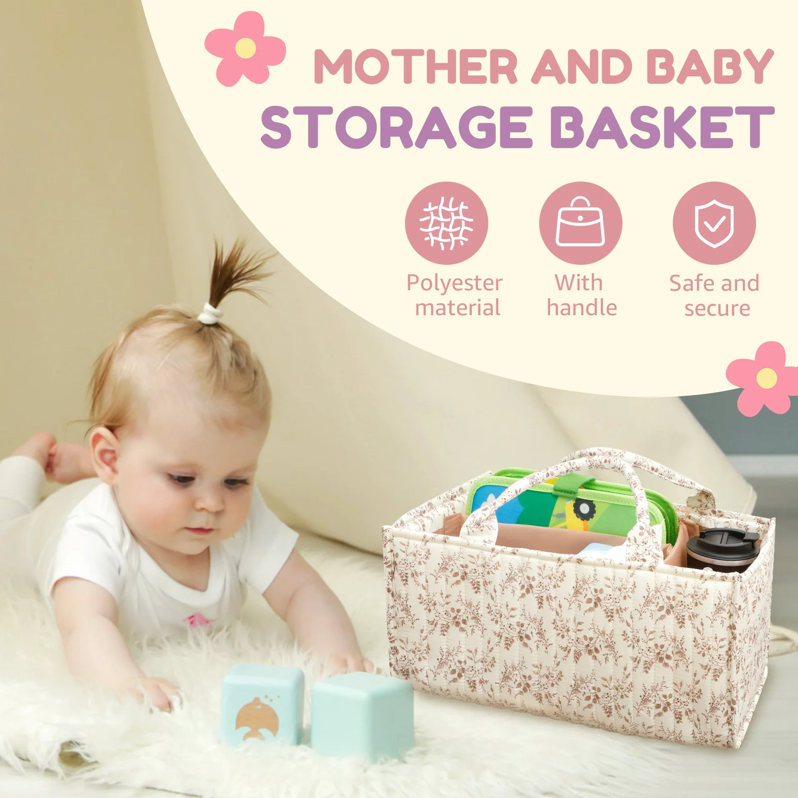 Organizador de pañales Floral  - Baby Nursery Organization Ideas reseña y precio