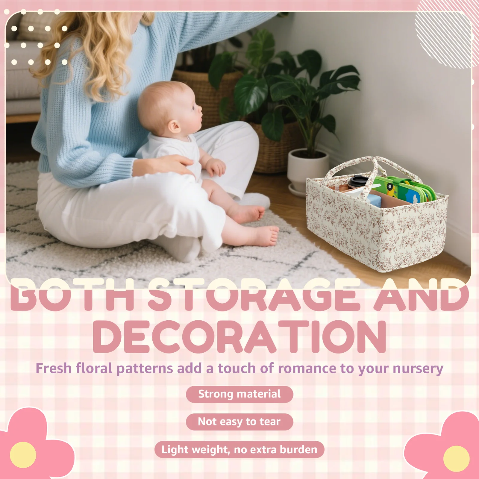 Organizador de pañales Floral  - Baby Nursery Organization Ideas reseña y precio