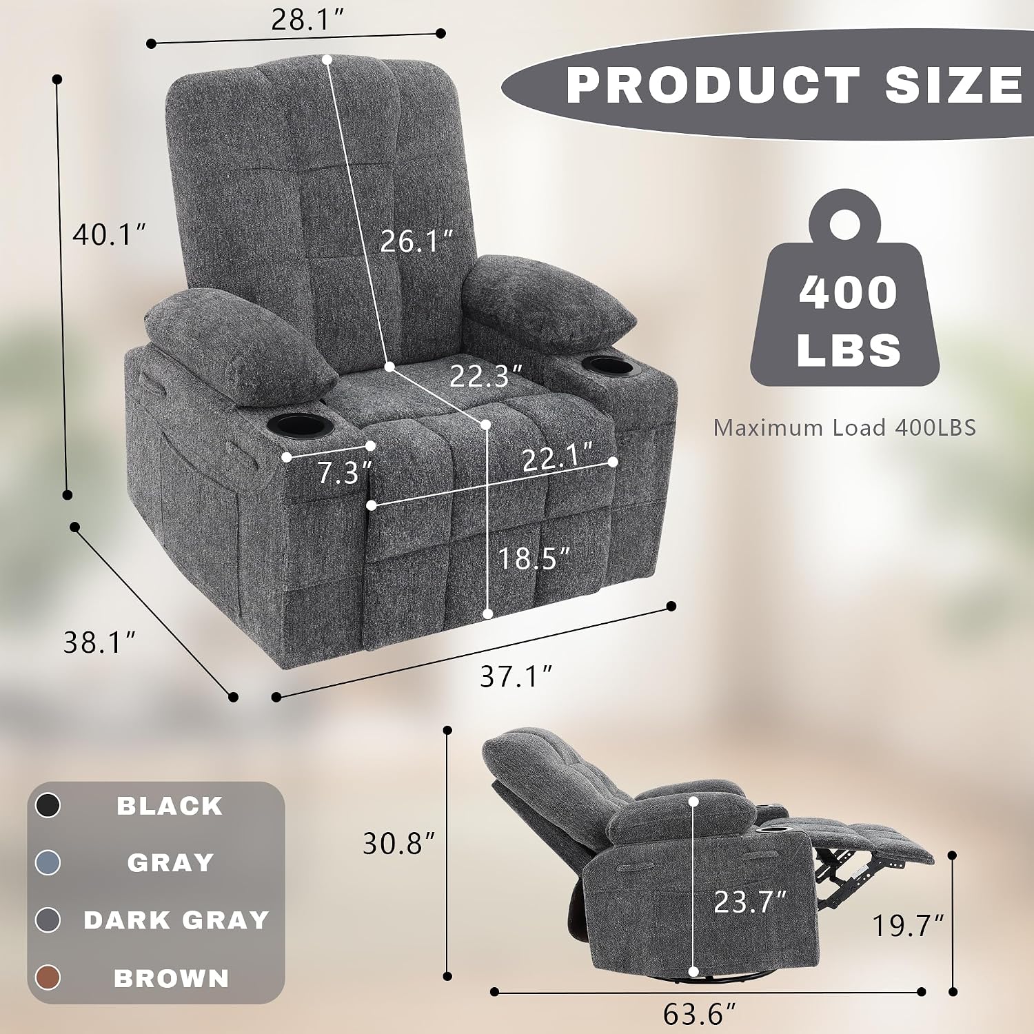 Sillón Reclinable Giratorio, S - Rocking Chair Nursery reseña y precio
